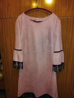 Платье серо-розовое