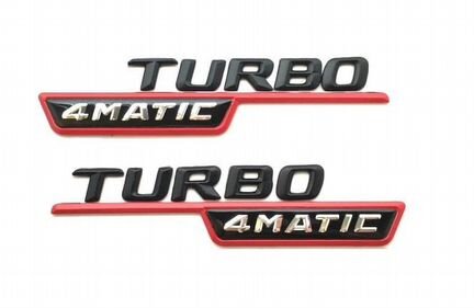Шильдик на крыло Turbo 4matic черный мат с красной