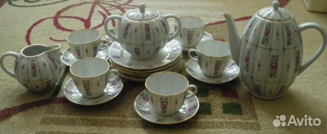 Сервиз кофейный лфз СССР Розочки в орнаменте