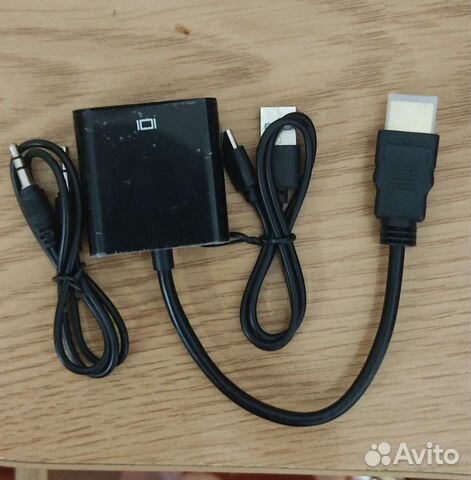 Конвертер Hdmi to vga активный с 2-мя кабелями