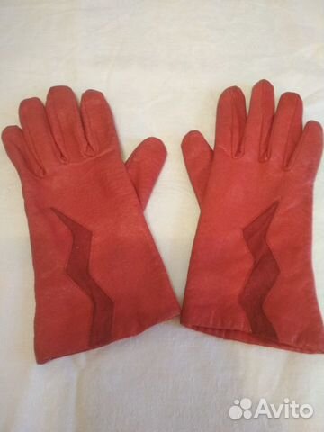 Перчатки женские кожаные красные