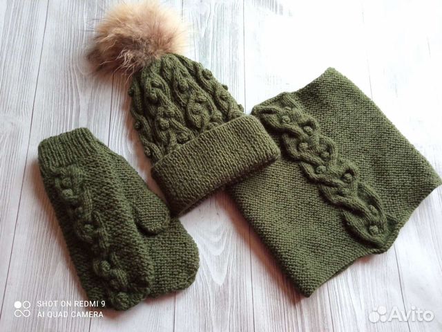 Шапка, снуд и варежки