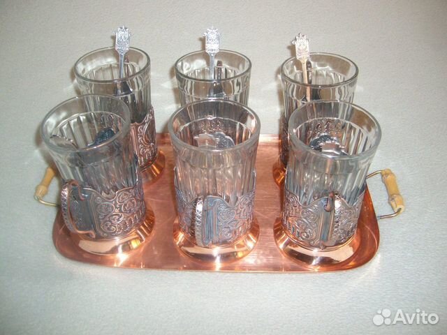 Набор чайный медный ретро на 6 персон