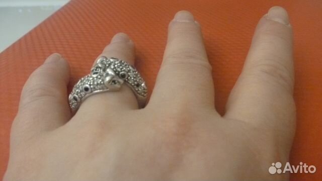 Кольцо двойная пантера серебро 925 Италия Кольцо двойная пантера серебро 925 Италия