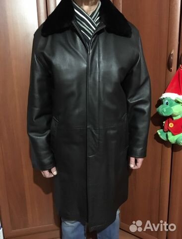 Мужское Кожаное пальто 52 р-р торг