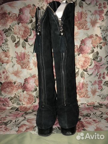 Сапоги высокие натуральная замша, разм 37 Сапоги высокие натуральная замша, разм 37