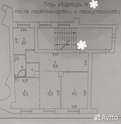 3-к квартира, 75.7 м², 2/5 эт.