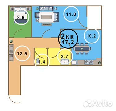 2-к квартира, 49 м², 9/9 эт.