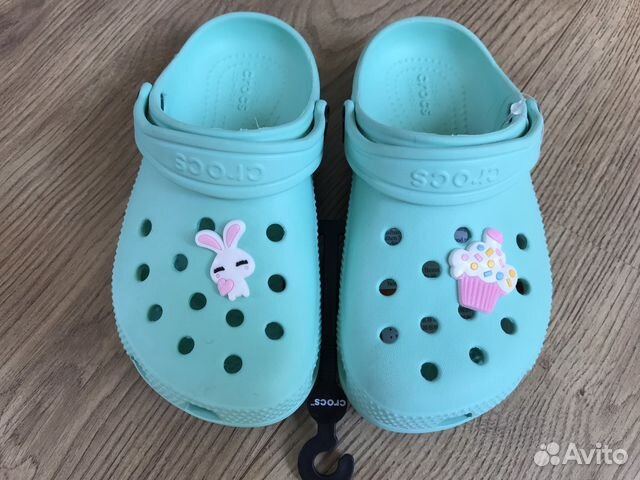 mint blue crocs