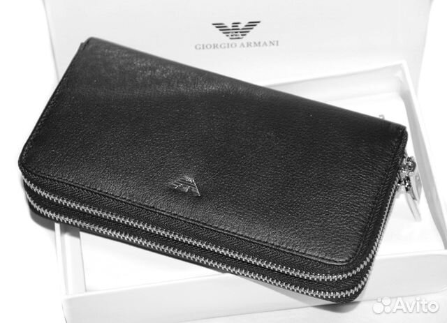 Мужской кожаный клатч G.A. new black 2Х
