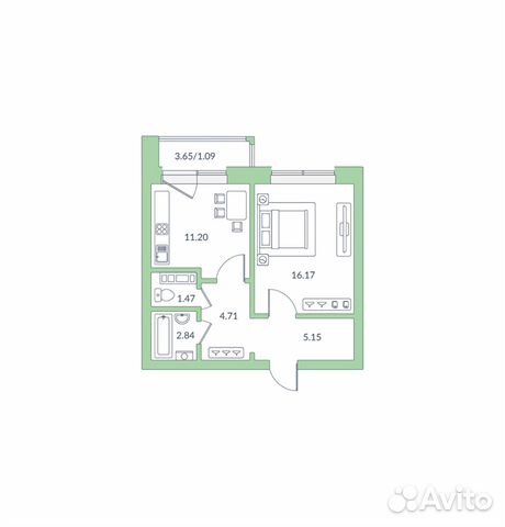 2-к квартира, 69.9 м², 9/15 эт.