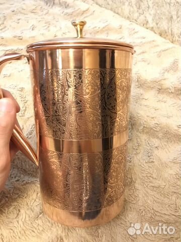 Кувшин для воды медь резьба. Индия.Новый в упаков Кувшин для воды медь резьба. Индия.Новый в упаков