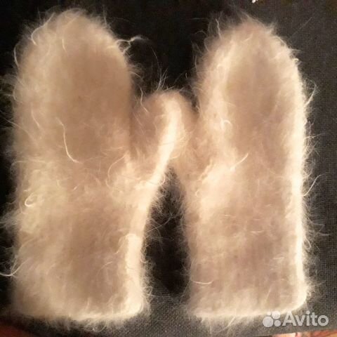 Белые варежки кроличий пух, новые Белые варежки кроличий пух, новые