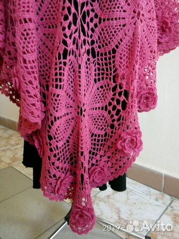 Шаль крючком из мотивов *ромашки