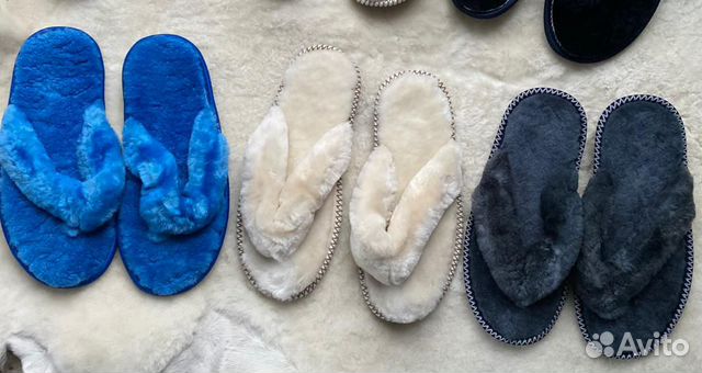 Меховые шлепанцы из натурального мутона