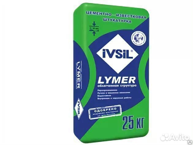 Штукатурка цементно-известковая ivsil lymer 25кг