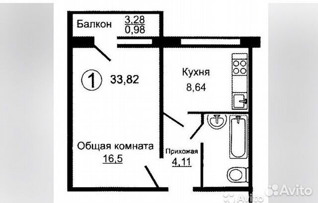 1-к квартира, 34.5 м², 4/9 эт. 1-к квартира, 34.5 м², 4/9 эт.