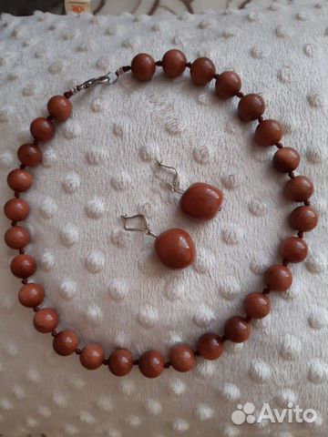 Бусы и серьги (авантюрин)