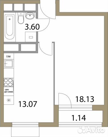 1-к квартира, 35.9 м², 18/20 эт. 1-к квартира, 35.9 м², 18/20 эт.