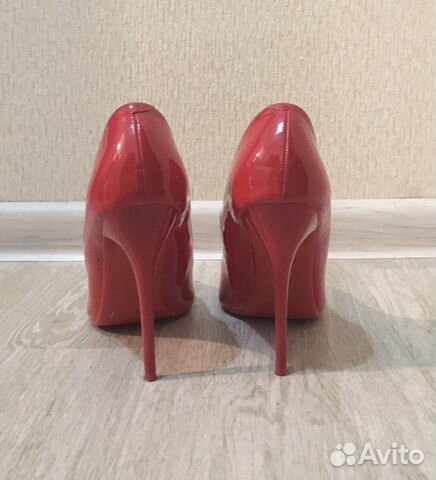 Туфли лакированные, алые, красные, туфли-лодочки