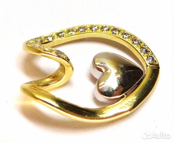 Золотой кулон 750 пробы, два сердца