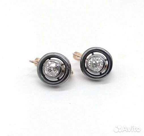 Антикварные Серьги 56 пробы с Бриллиантами 1,04 ct