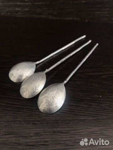 Серебряные чайные ложки, штихель. 84 проба. ким Серебряные чайные ложки, штихель. 84 проба. ким