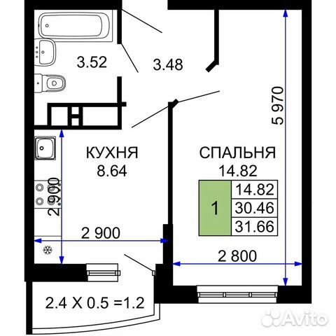 1-к квартира, 31.7 м², 17/24 эт.
