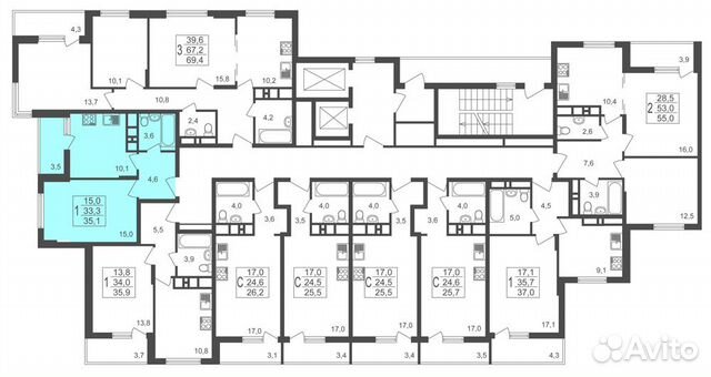 1-к квартира, 35.1 м², 12/17 эт. 1-к квартира, 35.1 м², 12/17 эт.