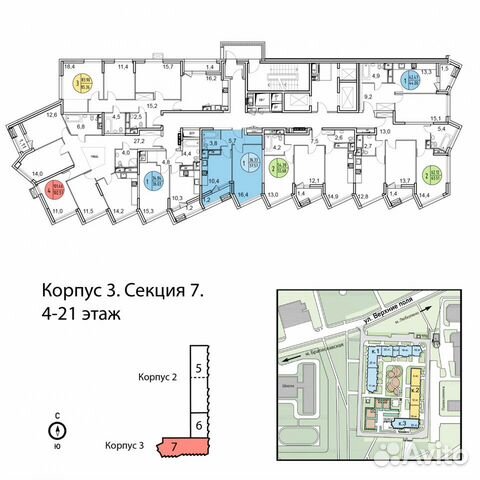 1-к квартира, 37.4 м², 16/21 эт.
