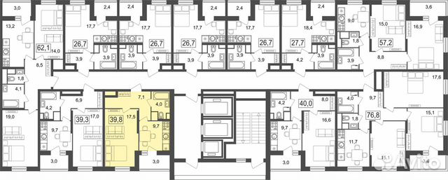 1-к квартира, 39.8 м², 22/25 эт.