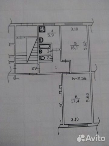 2-к квартира, 47.7 м², 1/5 эт.
