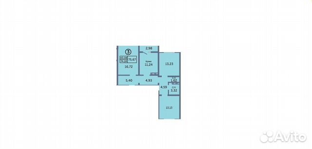 3-к квартира, 75.7 м², 15/17 эт. 3-к квартира, 75.7 м², 15/17 эт.