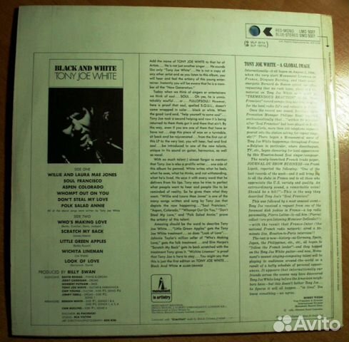 Tony Joe White-Black And White 1st Press UK LP EX+