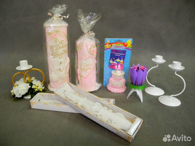 Свечи свадебные с подсвечниками, большой выбор