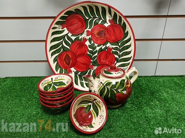 Чайный сервиз риштанская керамика гранат