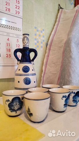 Гжель штоф и 6 стопок