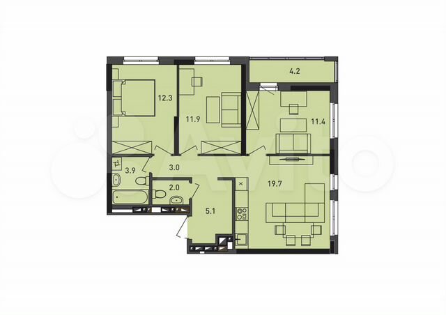 4-к. квартира, 73,5 м², 13/17 эт.