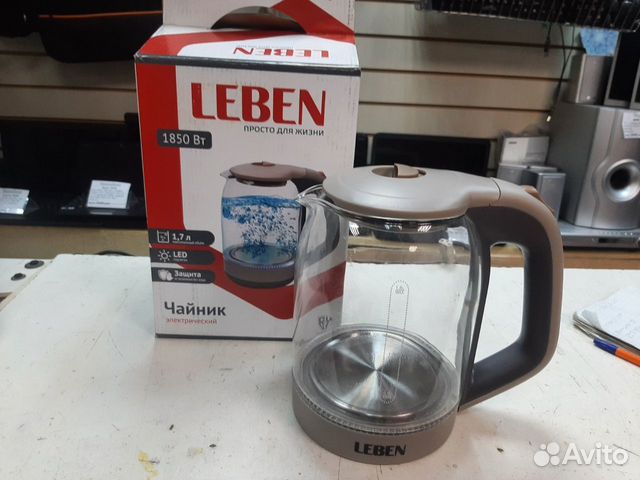 Чайник стеклянный Leben 1850 Вт 1,7л