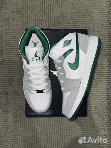 Air Jordan 1 Mid Green Grey GS 3 Размера