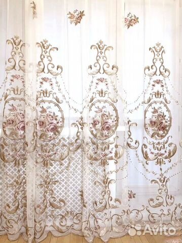 Тюль Италия оригинал Розы вышивка Барокко Прованс
