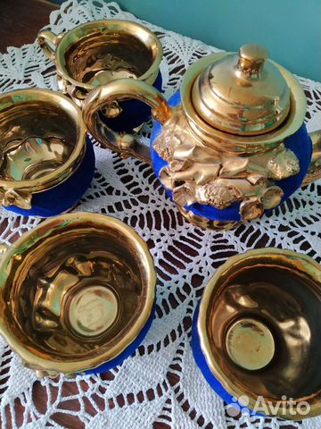 Чайный сервиз СССР синий бархат