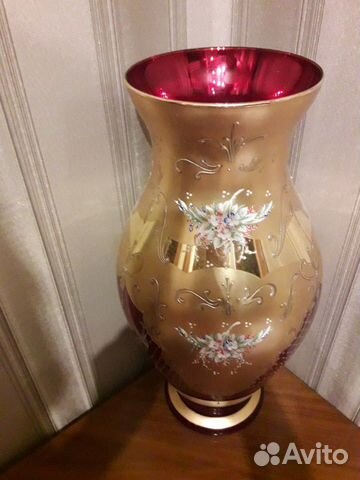 Ваза Муранское стекло 24 карата золото ручная рабо