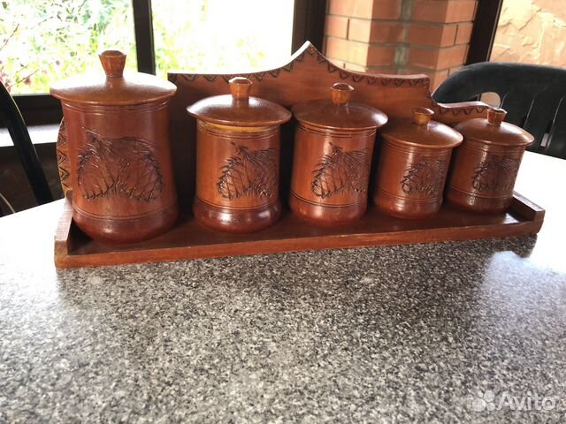 Банки деревянные для сыпучих. Набор. Новые. СССР