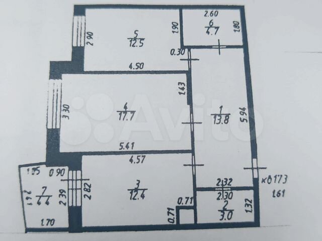 2-к. квартира, 64,9 м², 1/17 эт.