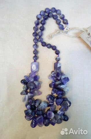 Бусы ожерелье аметист, натуральный камень новые