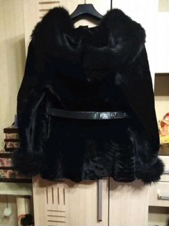 Шуба из мутона с капюшоном р.42-46