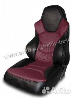 Чехлы Динас Рекаро чёрно-бордовая экокожа