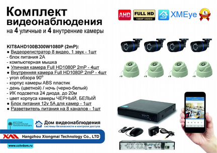 Комплект видеонаблюдения на 8 камер 2mP