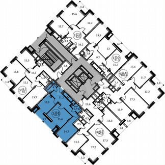 2-к квартира, 61.9 м², 12/17 эт.